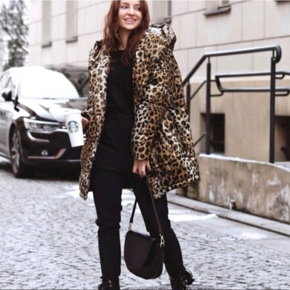 ✨NWT ZARA | Water Repellant Leopard Puffer Coat✨